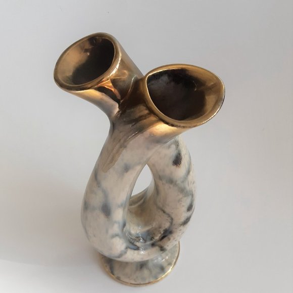 COPY - VTG Pottery MCM Germany Twin Vase Double Neck Keramic Retro Bud Flower V… - Picture 4 of 10